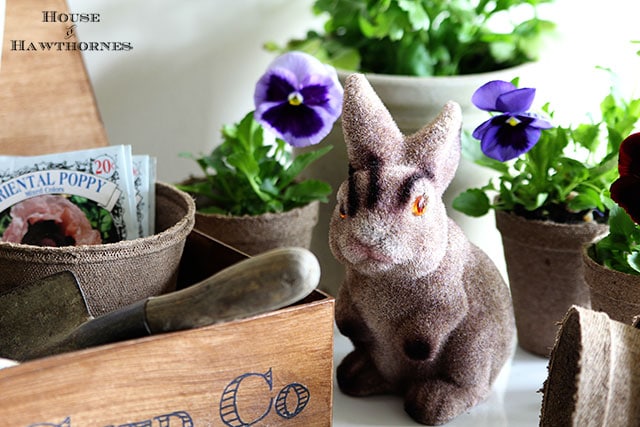 Vintage fuzzy Easter bunny bank