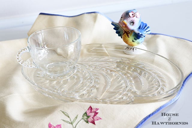 Vintage glass snack set 