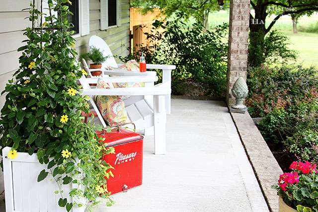 A fun summer porch with a bit of vintage decor