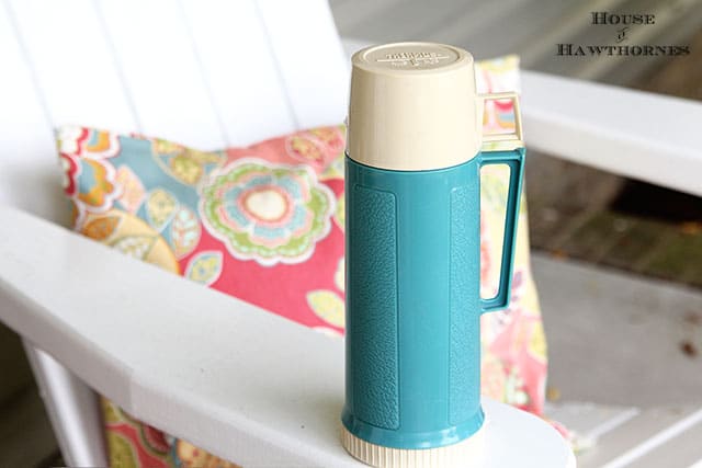 Vintage turquoise Thermos brand vacuum bottle 