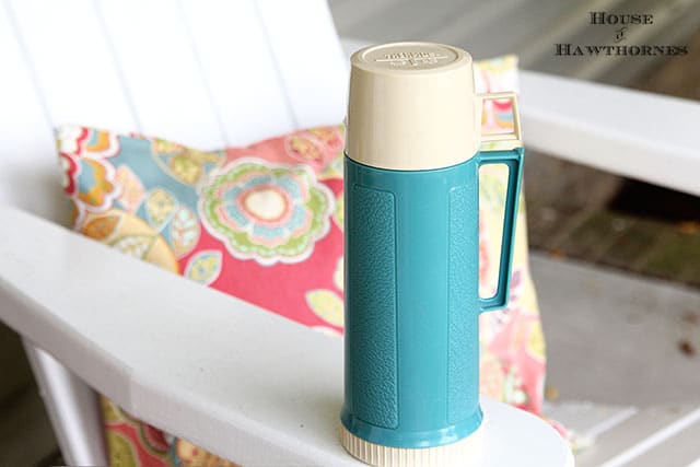 Vintage turquoise Thermos brand vacuum bottle 