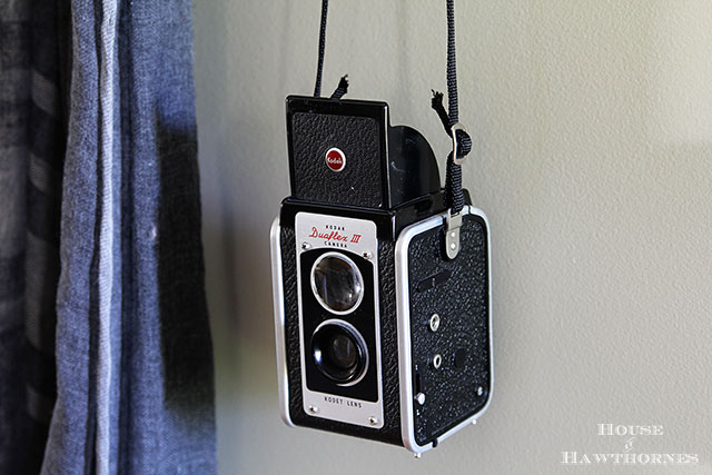 Vintage Kodak Duaflex III camera in an eclectic vintage entryway via houseofhawthornes.com