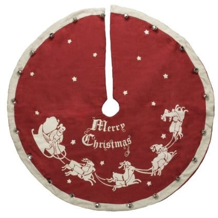 Retro Christmas Tree Skirt with a Santa and sleigh