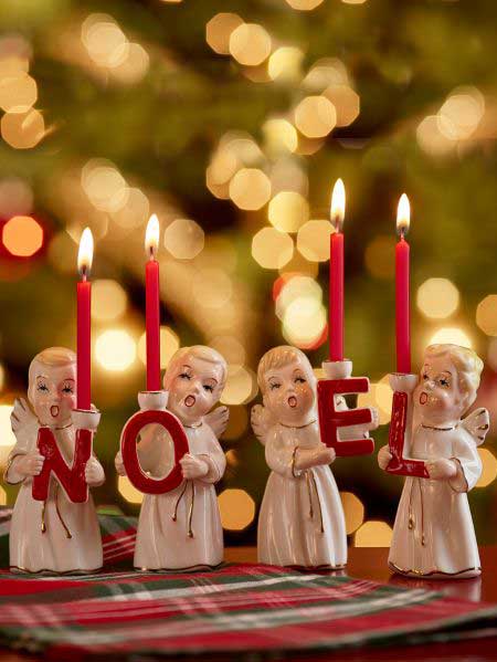 Vintage inspired choir NOEL candle holders