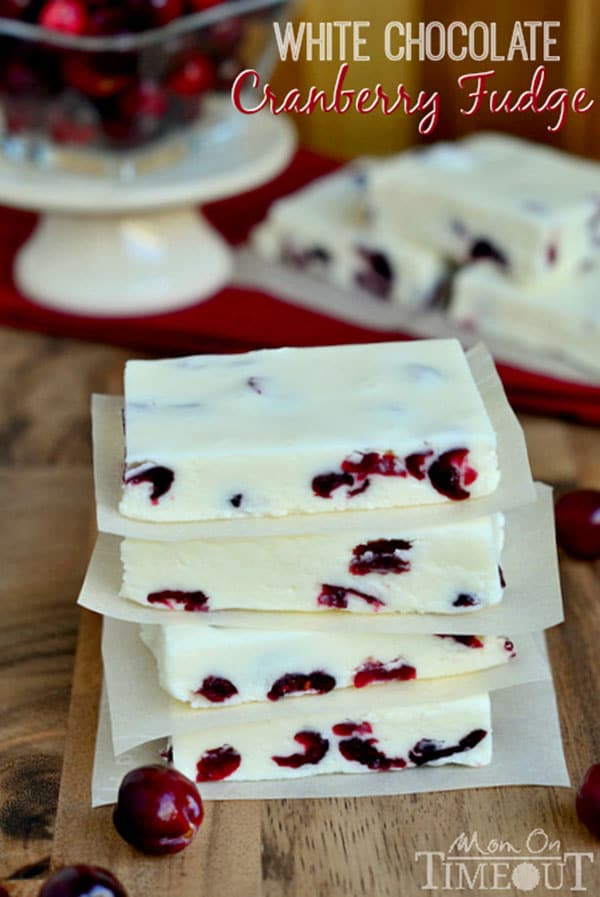 White Chocolate Cranberry Fudge from momontimeout.com