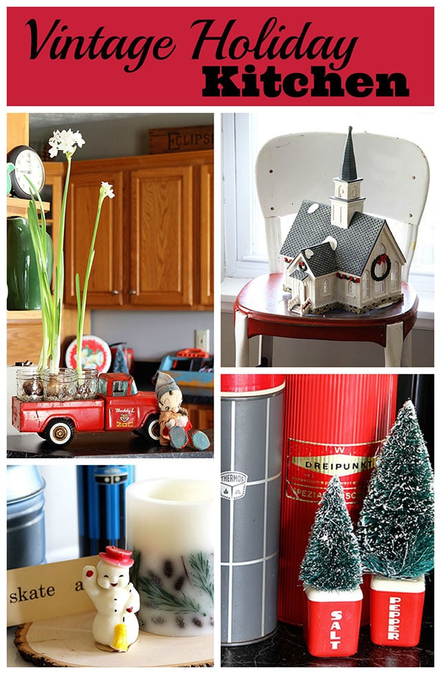 A slightly kitschy Christmas kitchen house tour, filled with an eclectic collection of vintage and thrift store finds for the holidays.