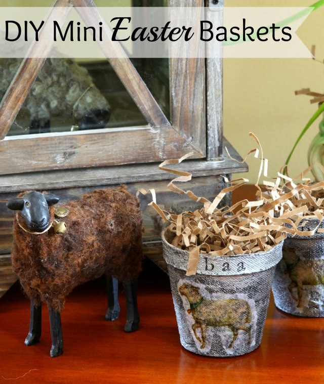 Make cute little DIY mini Easter baskets using peat pots. Super easy and quick to make.