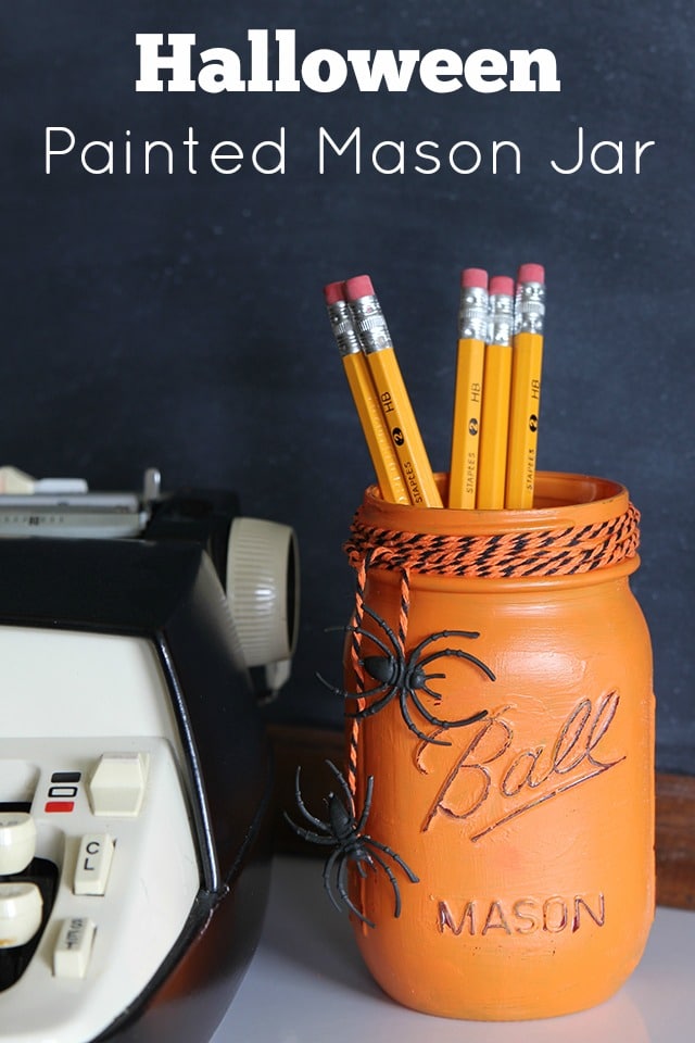 Halloween Painted Mason Jar Craft - a fun five minute craft for fall. via houseofhawthornes.com