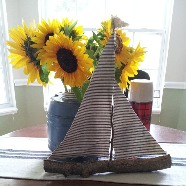 Yellow sunflowers in a summer vignette