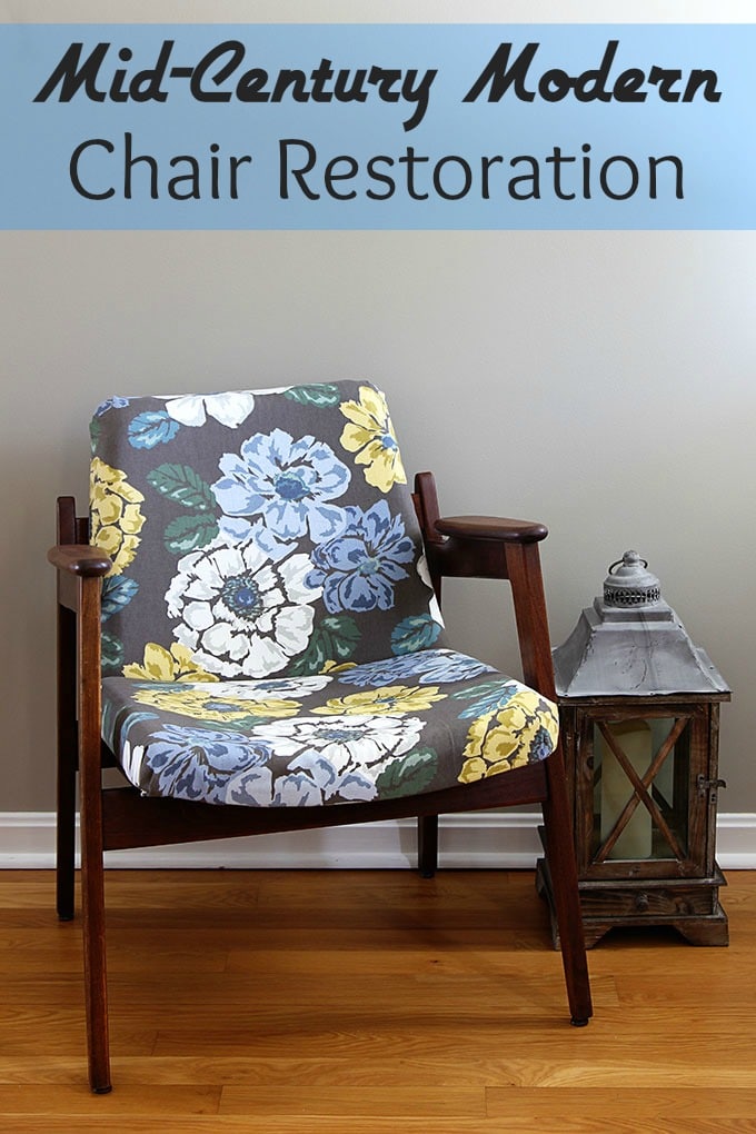 A fun and stylish Mid Century Modern chair restoration including reupholstering and wood refinishing. A DIY project that can be accomplished in a weekend.