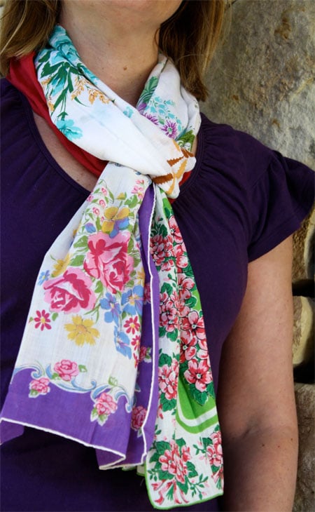 Scarf made from vintage handkerchief 