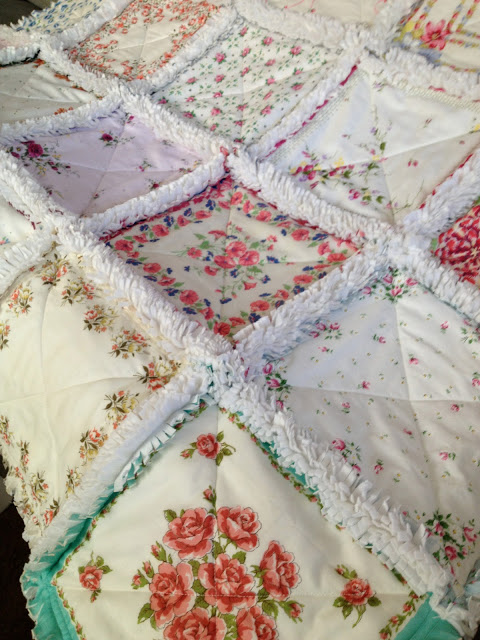 Rag quilts made from vintage handkerchiefs - EASY handkerchief quilt ideas