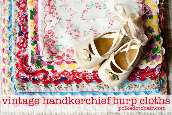 Vintage handkerchief burp cloths - an easy handkerchief craft idea