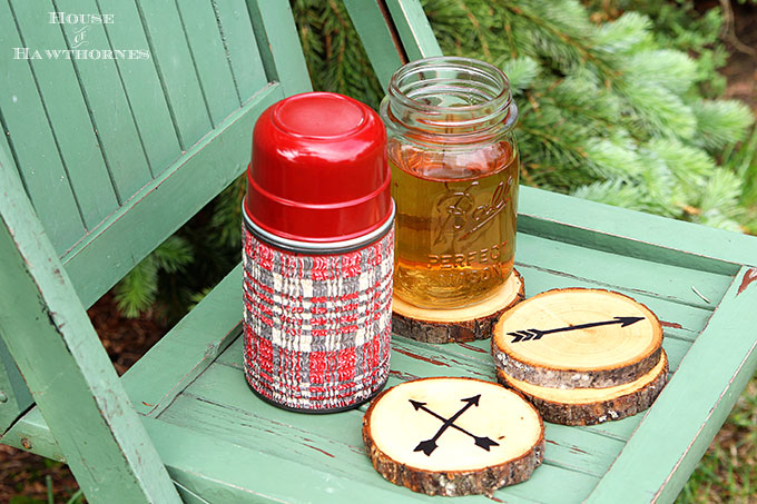 Super easy DIY Arrow Coasters made from craft store wood slices.