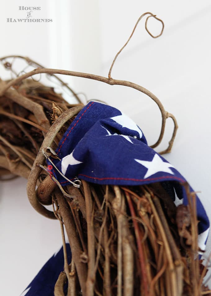 This flag wreath is one of the easiest DIY 4th of July decor ideas. A perfect solution for when you want to use a flag but don't want to use the real thing.