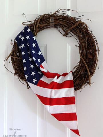 This flag wreath is one of the easiest DIY 4th of July decor ideas. A perfect solution for when you want to use a flag but don't want to use the real thing.