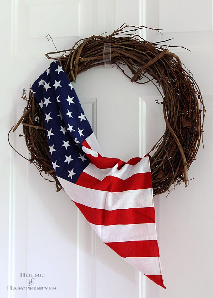 This flag wreath is one of the easiest DIY 4th of July decor ideas. A perfect solution for when you want to use a flag but don't want to use the real thing.