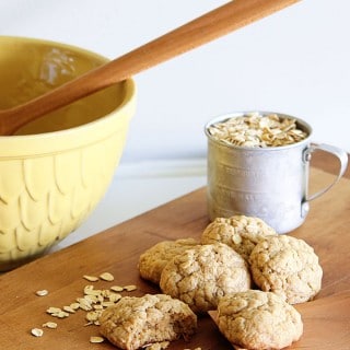 This is the best recipe for soft and chewy oatmeal cookies! Super easy to make and no electric mixers involved, so kids can help make them too.