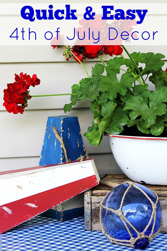 Quick and easy 4th Of July decorations using simple items you can find at the grocery store. Great patriotic DIY home decor and party ideas for the Fourth.