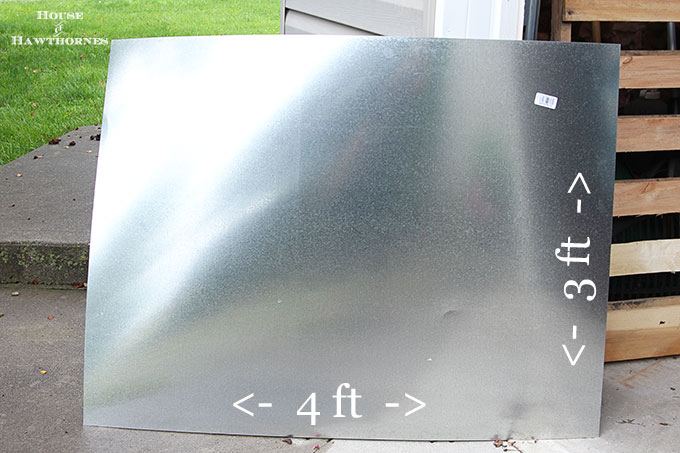 DIY instructions for making a zinc top table. Dining table could be used inside or outside. Galvanized sheet metal was used to keep the cost low.