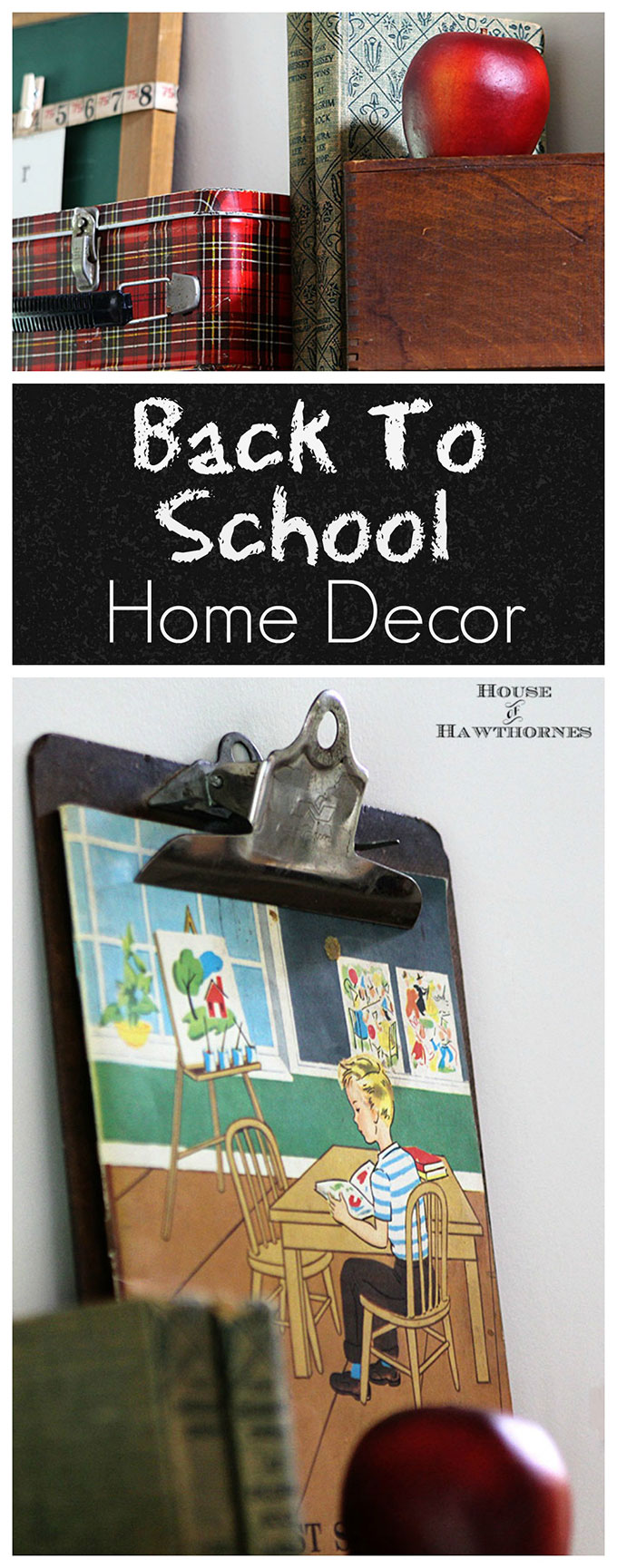 A back to school theme is the perfect way to bridge the gap between summer and fall home decor. When it seems like it is just too soon for pumpkins or owls!