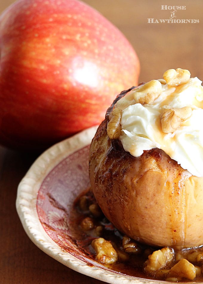 The BEST Baked Apple Recipe! This classic fall dessert is super easy to make in either your crockpot or oven. Your family will love it!