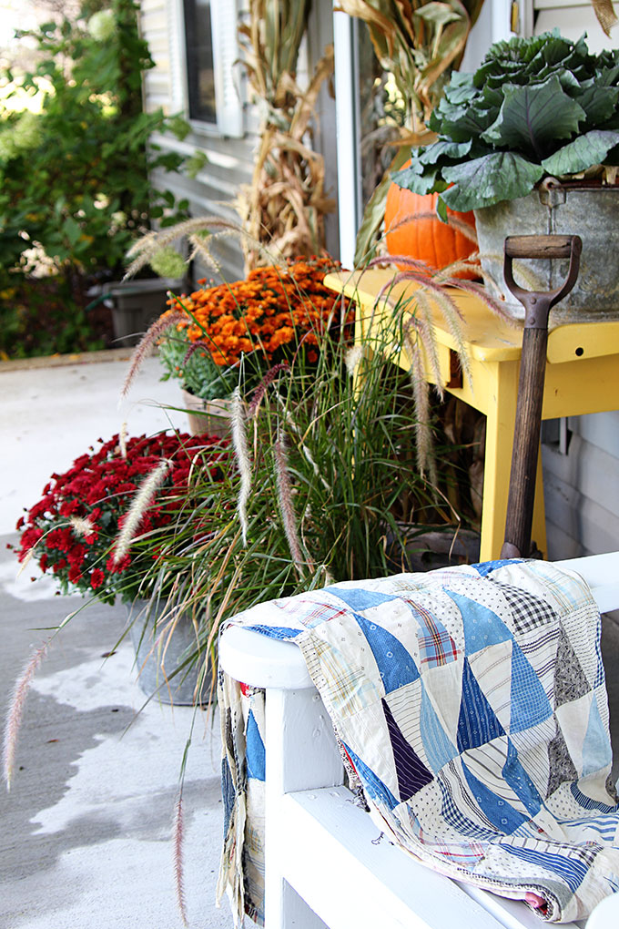 Fall porch decor modern farmhouse style. Sometimes a traditional look is just what you need to get you in the mood for fall!