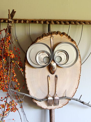 What a hoot! This adorable owl is a super QUICK and EASY DIY wood slice project for fall home decor or any time of the year. A ten minute craft for kids.