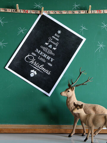 Print out these FREE high resolution chalkboard printables for the holidays. They come in both black and green chalkboard versions for your Christmas decor.