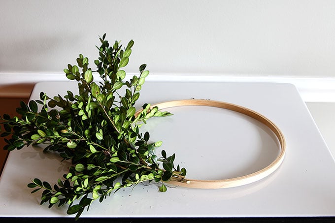 Learn how to make a super quick and easy boxwood wreath. And did I mention it is cheap? Perfect for the holidays, yet looks great any time of the year.