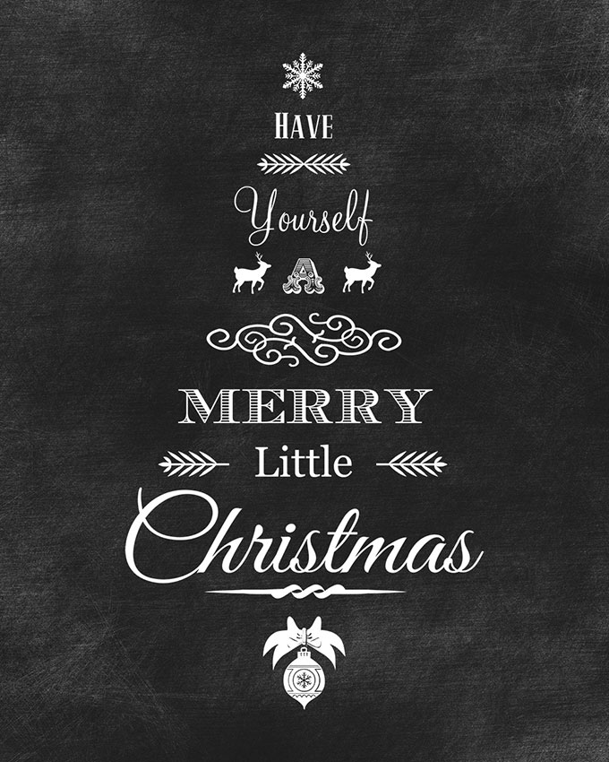 Print out these FREE high resolution chalkboard printables for the holidays. They come in both black and green chalkboard versions for your Christmas decor.