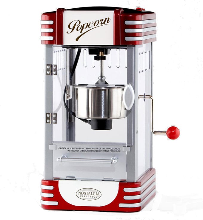 Retro looking popcorn maker - red and silver.