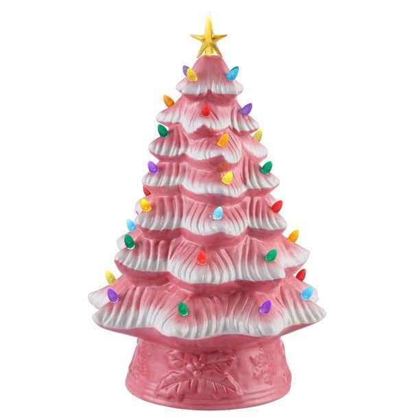 Pink ceramic Christmas tree.
