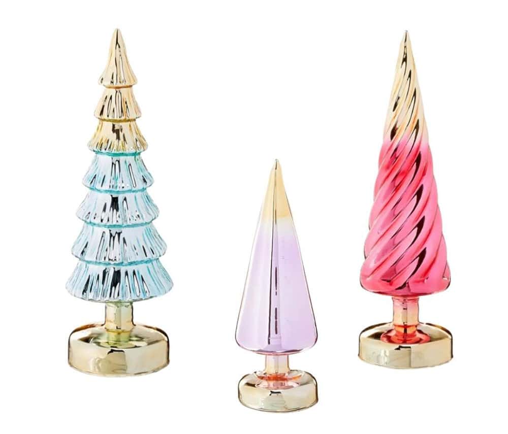 Retro glass Christmas trees.
