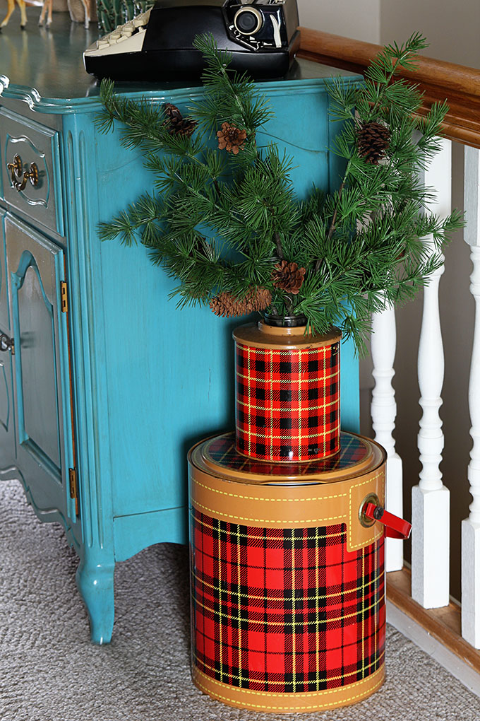 Plaid Christmas Decor with a Thermos Cooler