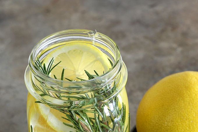 DIY room scent recipe with lemon and rosemary