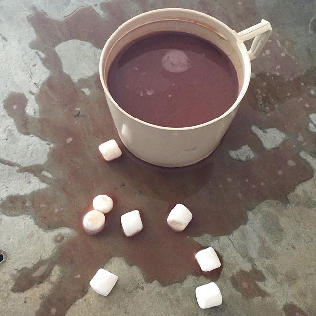 Spilled hot cocoa