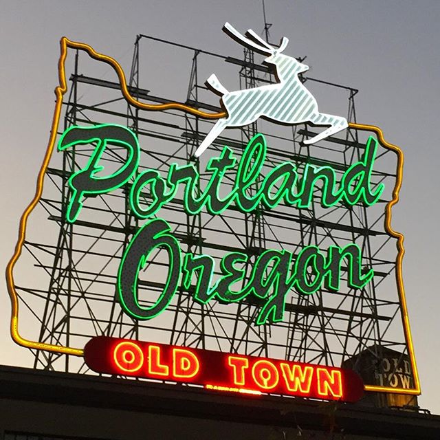 Portland Oregon Old Town deer sign