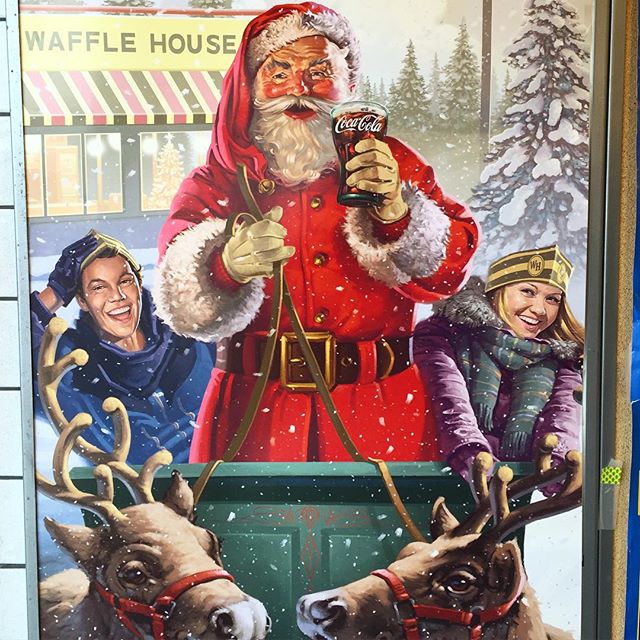 Vintage Santa poster at Waffle House