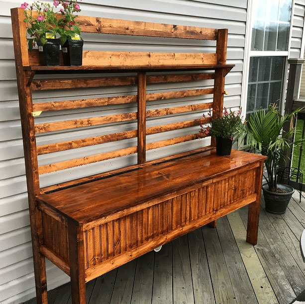 10+ inexpensive and inspiring DIY potting bench ideas to get you in the mood for spring gardening. They could also be used as a serving station on your porch, deck or patio.