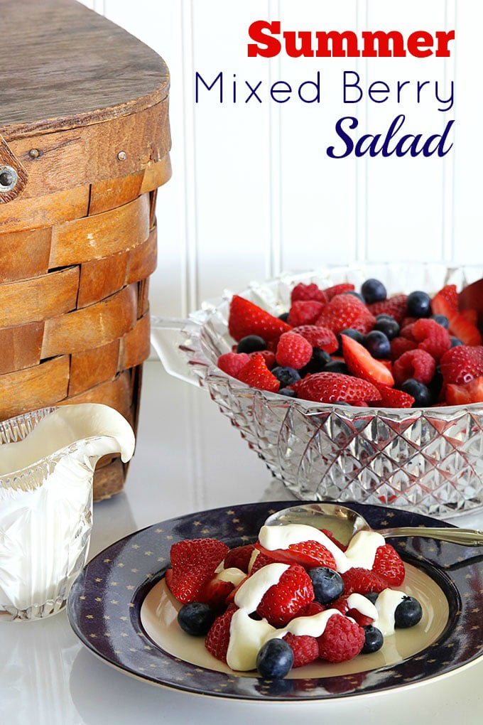 Yum! This quick and easy summer mixed berry salad with sour cream honey dressing will be the perfect healthy side dish for your next barbecue or picnic!