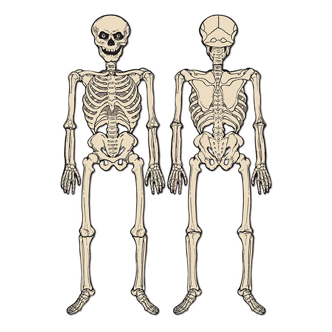 Beistle Skeleton - Vintage looking Beistle Halloween decor is a fun retro way to decorate for fall. Lots of traditional orange and black, witches, skeletons and black cats.