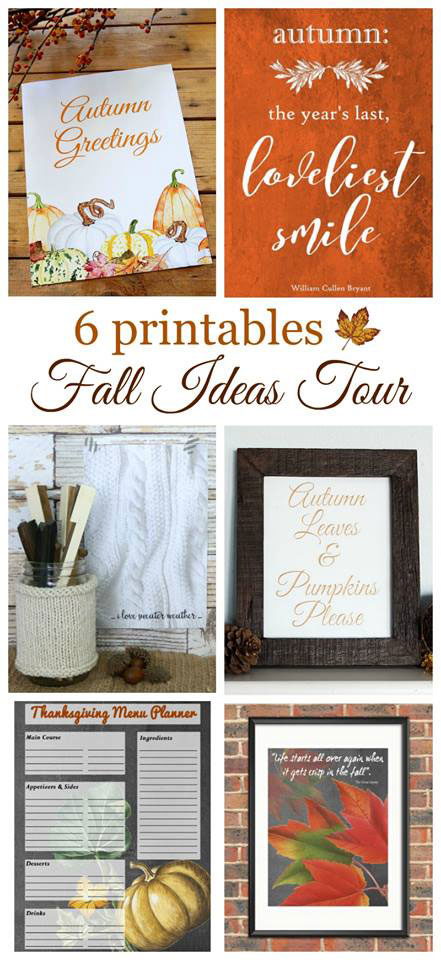 6 fabulous FREE fall printables you can get for instant fall decor. Includes a Thanksgiving menu planning guide! 