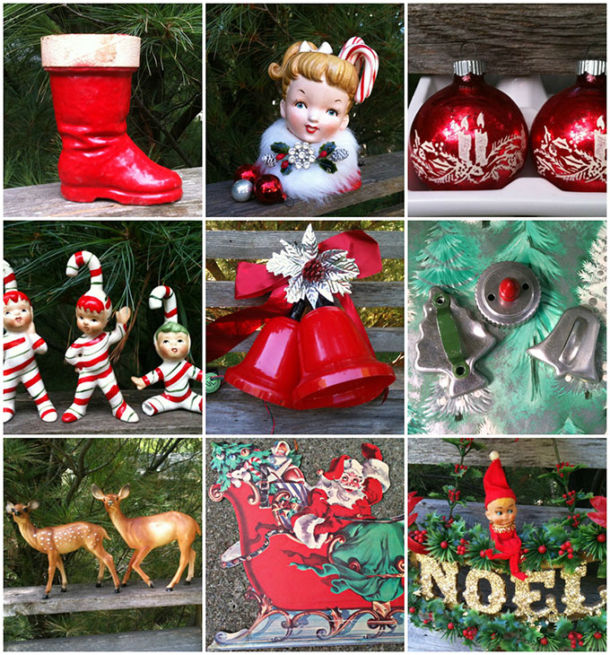 Vintage Christmas decor from Goat Cart, and etsy shop