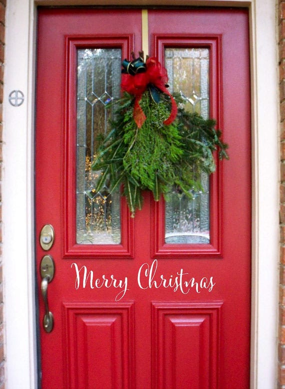 Merry Christmas viniyl door decal from It's Written In Vinyl on etsy