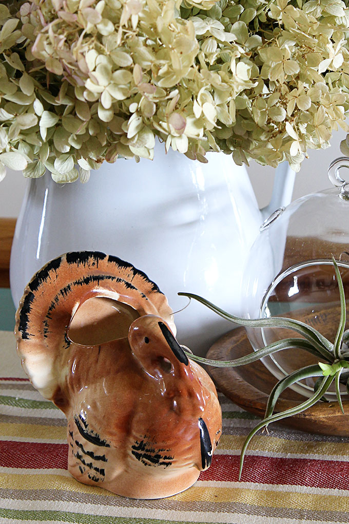 Vintage Thanksgiving turkey decor - Turkey planter