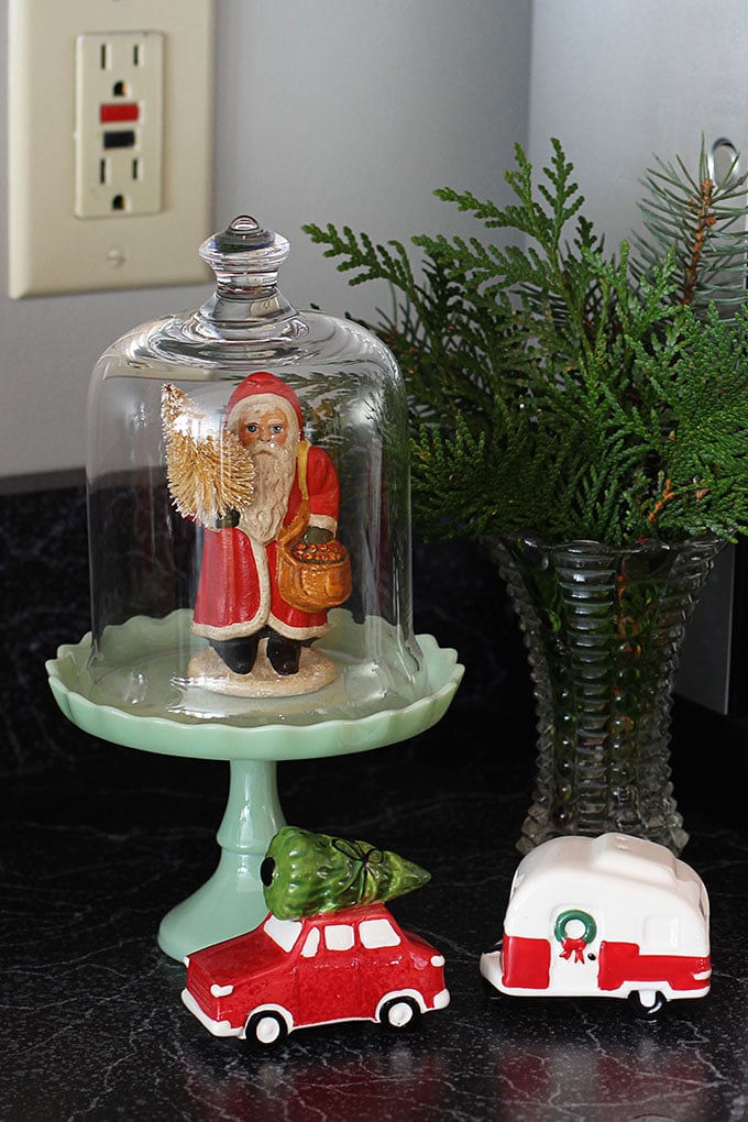 Pioneer Woman cupcake stand used at Christmastime