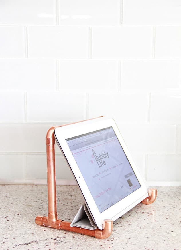 DIY copper pipe ipad holder