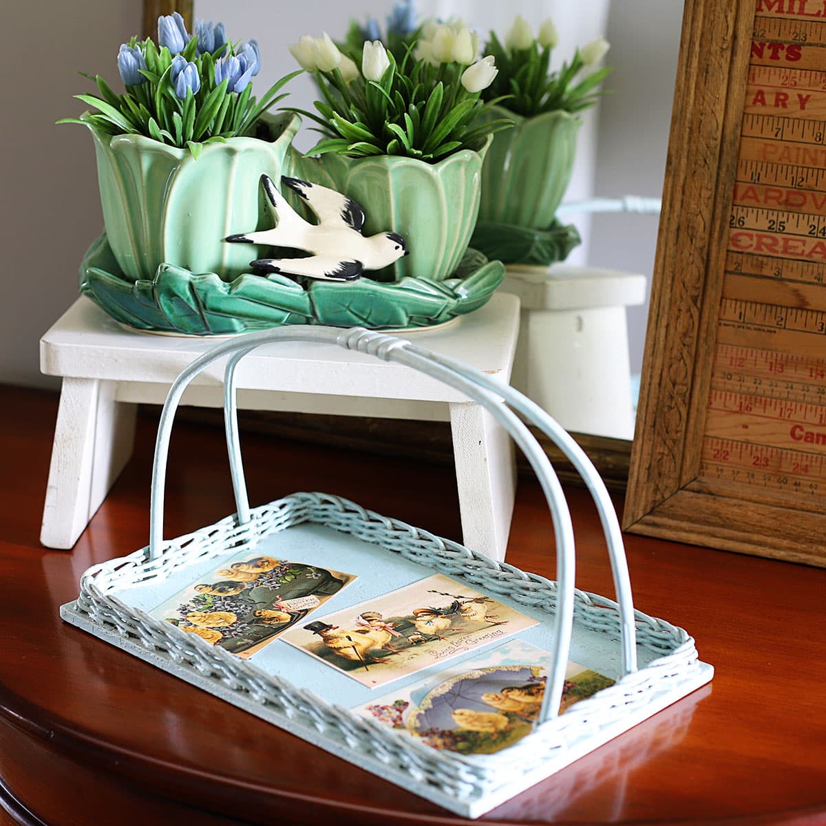 Easter postcard display ideas for spring.