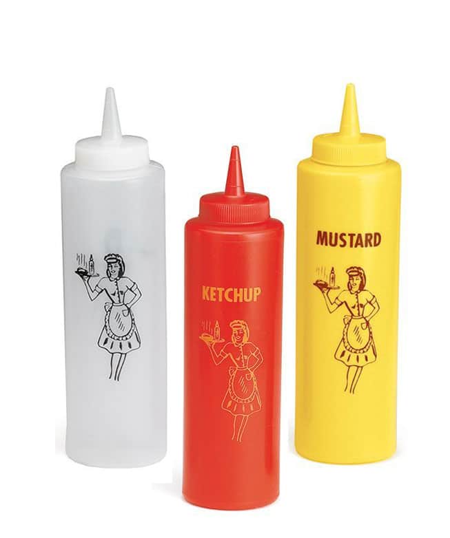 Nostalgic condiment squeeze bottles for a picnic